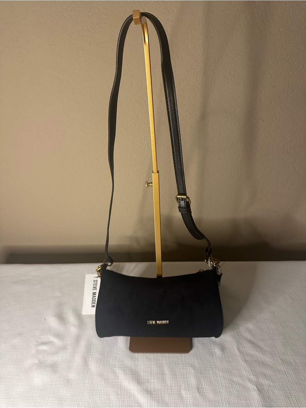 Steve Madden Black Suede Shoulder Bag - Picture 1 of 6